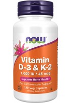NOW Vitamins D3 & K2 45 mcg (1000ME) 120 vegcaps